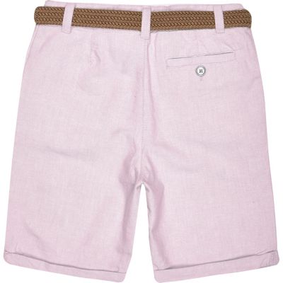 Boys pink belted Oxford shorts